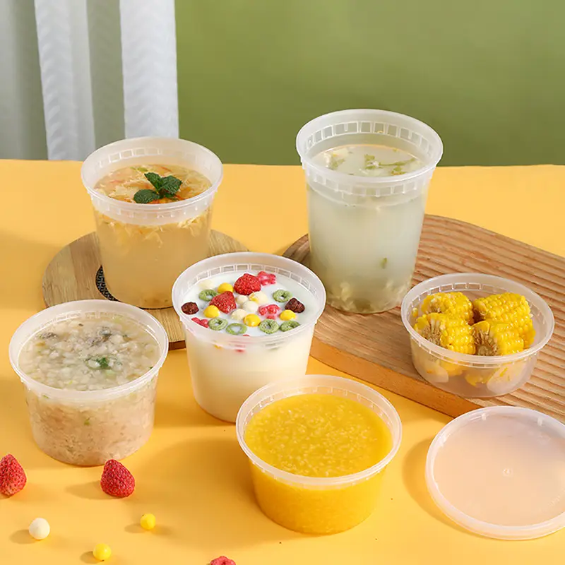 Contenitore per alimenti in plastica trasparente rotondo da 12 once