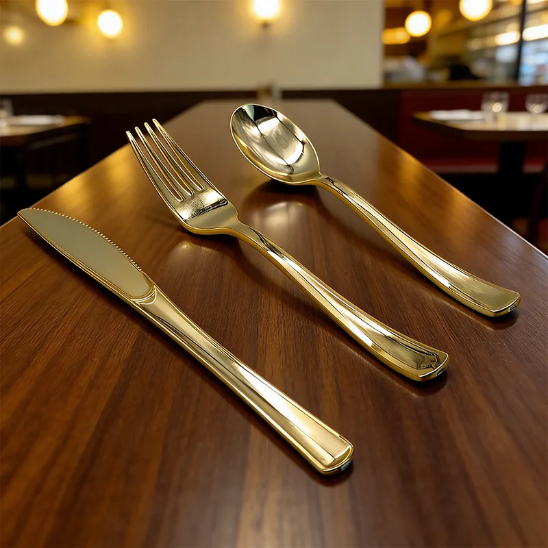 Coltelli da festa classici, forchette, cucchiai, posate di plastica