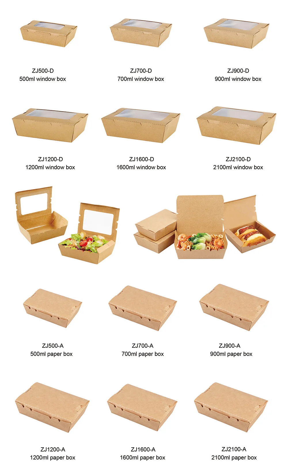 1200ml Disposable Window Paper Food Box